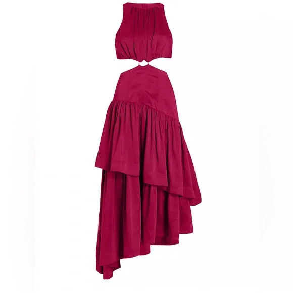 strapless open back dress Flora Gown-PRISMATIC FLORAL RED / 12 main image 0